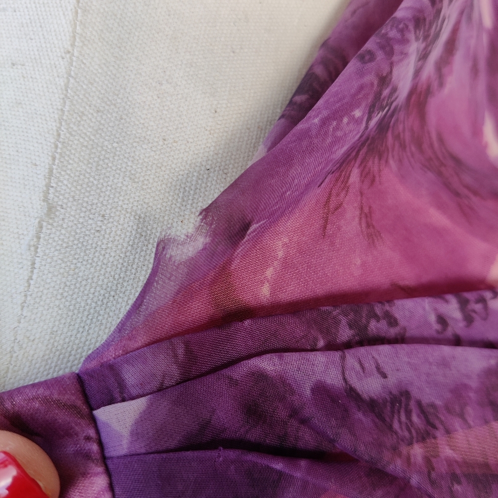 XXS XS 50s 60s Purple Floral Garden Party Dress - Picture 6 of 16
